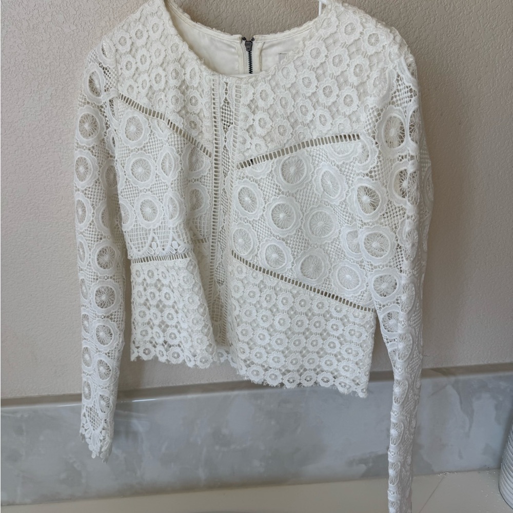Lovers + Friends White Lace Blouse